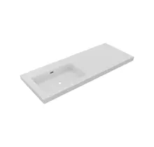 Wastafel Atlanta Enkele wasbak Links 120x46x5cm Mat Wit - zonder kraangat - Kunstmarmer