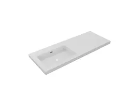 Wastafel Atlanta Enkele wasbak Links 120x46x5cm Mat Wit - zonder kraangat - Kunstmarmer