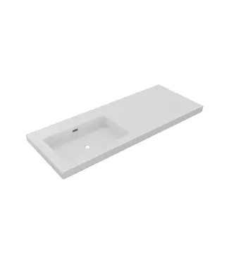 DutchLine Wastafel Atlanta Enkele wasbak Links 120x46x5cm Mat Wit - zonder kraangat - Kunstmarmer