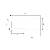 Wastafel Atlanta Enkele wasbak Links 120x46x5cm Mat Wit - zonder kraangat - Kunstmarmer