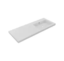 Wastafel Atlanta Enkele wasbak Rechts 120x46x5cm Mat Wit - zonder kraangat - Kunstmarmer