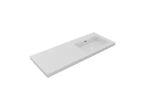 Wastafel Atlanta Enkele wasbak Rechts 120x46x5cm Mat Wit - zonder kraangat - Kunstmarmer