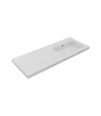 DutchLine Wastafel Atlanta Enkele wasbak Rechts 120x46x5cm Mat Wit - zonder kraangat - Kunstmarmer