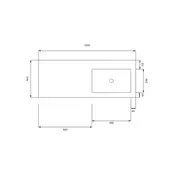 Wastafel Atlanta Enkele wasbak Rechts 120x46x5cm Mat Wit - zonder kraangat - Kunstmarmer