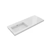Wastafel Atlanta Enkele wasbak Links 120x46x5cm Glans Wit - zonder kraangat - Kunstmarmer