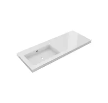 Wastafel Atlanta Enkele wasbak Links 120x46x5cm Glans Wit - zonder kraangat - Kunstmarmer