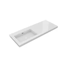 Wastafel Atlanta Enkele wasbak Links 120x46x5cm Glans Wit - zonder kraangat - Kunstmarmer