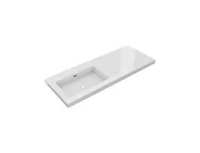 Wastafel Atlanta Enkele wasbak Links 120x46x5cm Glans Wit - zonder kraangat - Kunstmarmer