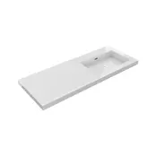 Wastafel Atlanta Enkele wasbak Rechts 120x46x5cm Glans Wit - zonder kraangat - Kunstmarmer