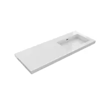 Wastafel Atlanta Enkele wasbak Rechts 120x46x5cm Glans Wit - zonder kraangat - Kunstmarmer
