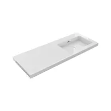 Wastafel Atlanta Enkele wasbak Rechts 120x46x5cm Glans Wit - zonder kraangat - Kunstmarmer