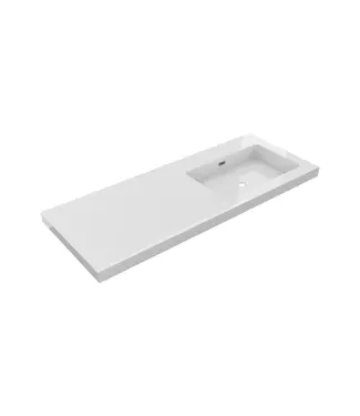 DutchLine Wastafel Atlanta Enkele wasbak Rechts 120x46x5cm Glans Wit - zonder kraangat - Kunstmarmer