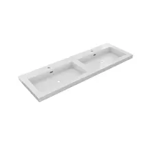 Wastafel Atlanta Dubbele wasbak 140x46x5cm Glans Wit - Kraangat 0 - 2 - Kunstmarmer