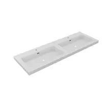 Wastafel Atlanta Dubbele wasbak 140x46x5cm Mat Wit - Kraangat 0 - 2 - Kunstmarmer