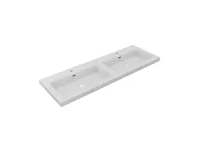 Wastafel Atlanta Dubbele wasbak 140x46x5cm Mat Wit - Kraangat 0 - 2 - Kunstmarmer