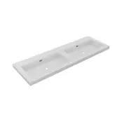 Wastafel Atlanta Dubbele wasbak 140x46x5cm Mat Wit - Kraangat 0 - 2 - Kunstmarmer