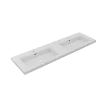 Wastafel Atlanta Dubbele wasbak 160x46x5cm Mat Wit - Kraangat 0 - 2 - Kunstmarmer