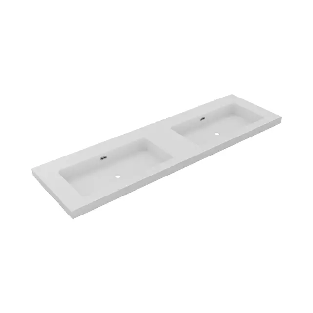 Wastafel Atlanta Dubbele wasbak 160x46x5cm Mat Wit - Kraangat 0 - 2 - Kunstmarmer