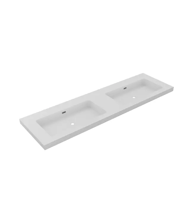 Wastafel Atlanta Dubbele wasbak 160x46x5cm Mat Wit - Kraangat 0 - 2 - Kunstmarmer