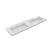 Wastafel Atlanta Dubbele wasbak 160x46x5cm Glans Wit - Kraangat 0 - 2 - Kunstmarmer