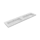 Wastafel Atlanta Dubbele wasbak 200x46x5cm Glans Wit - Kraangat 0 - 2 - Kunstmarmer