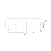 Wastafel Atlanta Dubbele wasbak 200x46x5cm Glans Wit - Kraangat 0 - 2 - Kunstmarmer