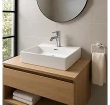 Wastafel Tight 60x47x15cm Glans Wit met kraangat – Keramisch