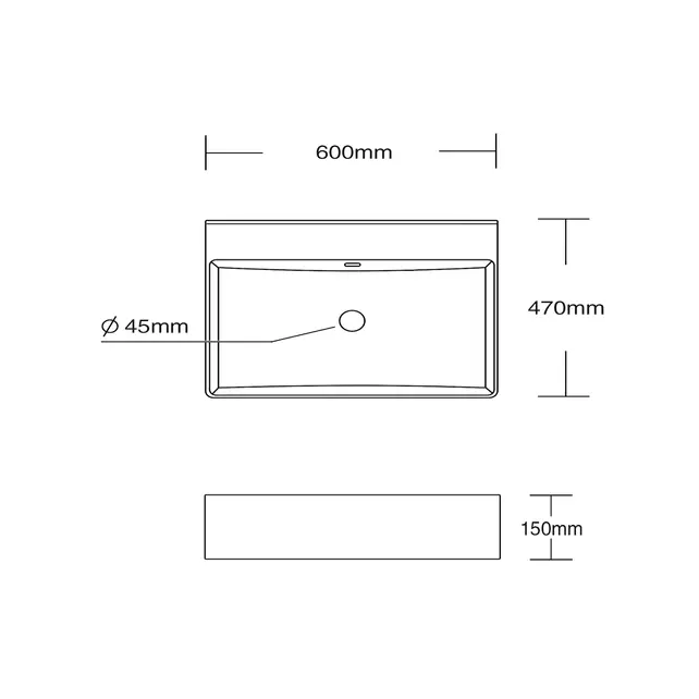 Wastafel Tight 60x47x15cm Glans Wit met kraangat – Keramisch