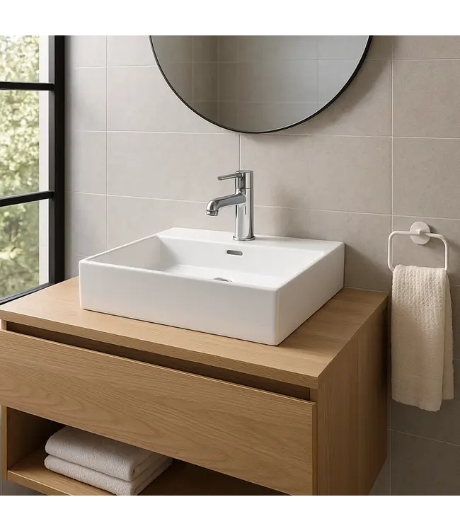 Wastafel Tight 60x47x15cm Glans Wit zonder kraangat – Keramisch