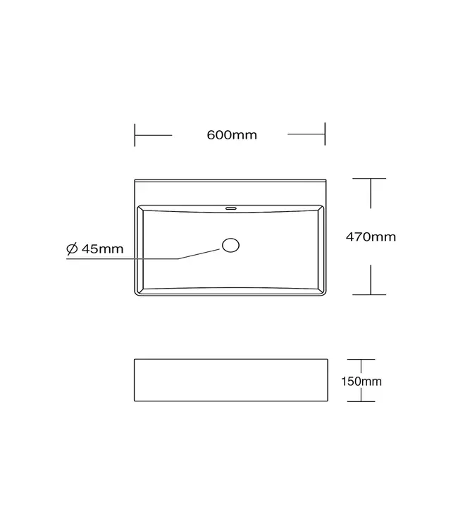 Wastafel Tight 60x47x15cm Glans Wit zonder kraangat – Keramisch