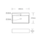 Wastafel Tight 60x47x15cm Mat Zwart Met kraangat – Keramisch
