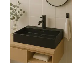 Wastafel Tight 80x47x15cm Mat Zwart Met kraangat – Keramisch