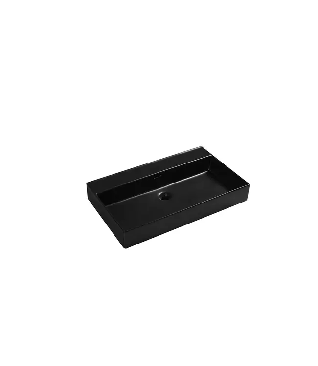 Wastafel Tight 80x47x15cm Mat Zwart Met kraangat – Keramisch