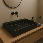 Wastafel Tight 80x47x15cm Mat Zwart Met kraangat – Keramisch