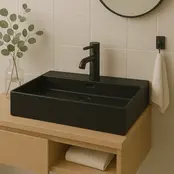 Wastafel Tight 80x47x15cm Mat Zwart zonder kraangat – Keramisch