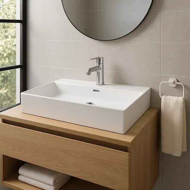 Wastafel Tight 80x47x15cm Glans Wit zonder kraangat – Keramisch