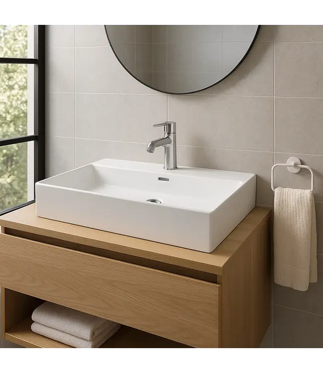 Wastafel Tight 80x47x15cm Glans Wit zonder kraangat – Keramisch