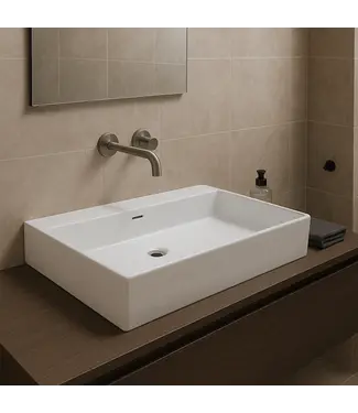 DutchLine Wastafel Tight 80x47x15cm Glans Wit zonder kraangat – Keramisch