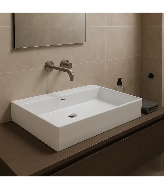 Wastafel Tight 80x47x15cm Glans Wit met kraangat – Keramisch