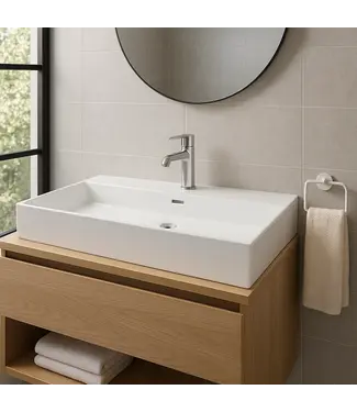 DutchLine Wastafel Tight 100x47x15cm Glans Wit met kraangat – Keramisch