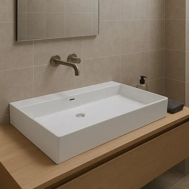 Wastafel Tight 100x47x15cm Glans Wit met kraangat – Keramisch