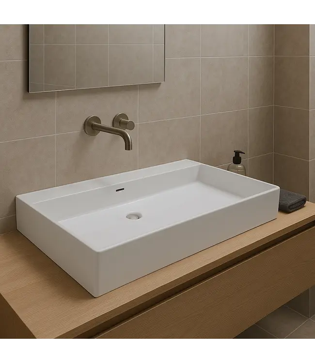 Wastafel Tight 100x47x15cm Glans Wit met kraangat – Keramisch