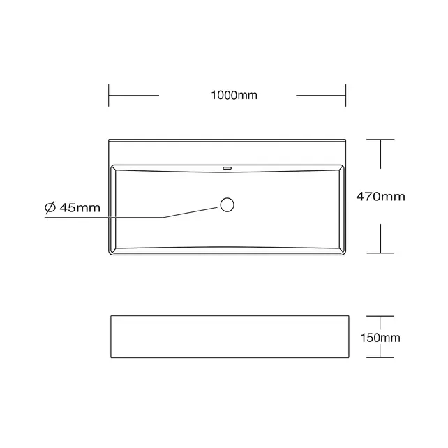 Wastafel Tight 100x47x15cm Glans Wit met kraangat – Keramisch