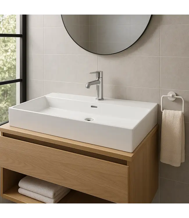 Wastafel Tight 100x47x15cm Glans Wit zonder kraangat – Keramisch