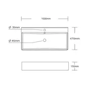 Wastafel Tight 100x47x15cm Glans Wit zonder kraangat – Keramisch