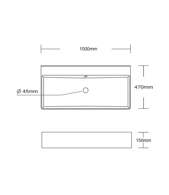 Wastafel Tight 100x47x15cm Glans Wit zonder kraangat – Keramisch