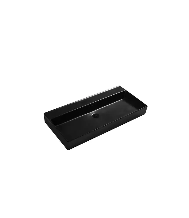 Wastafel Tight 100x47x15cm Mat Zwart zonder kraangat – Keramisch