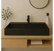 Wastafel Tight 100x47x15cm Mat Zwart met kraangat – Keramisch