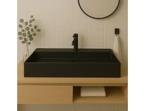 Wastafel Tight 100x47x15cm Mat Zwart met kraangat – Keramisch