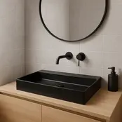 Wastafel Tight 100x47x15cm Mat Zwart met kraangat – Keramisch